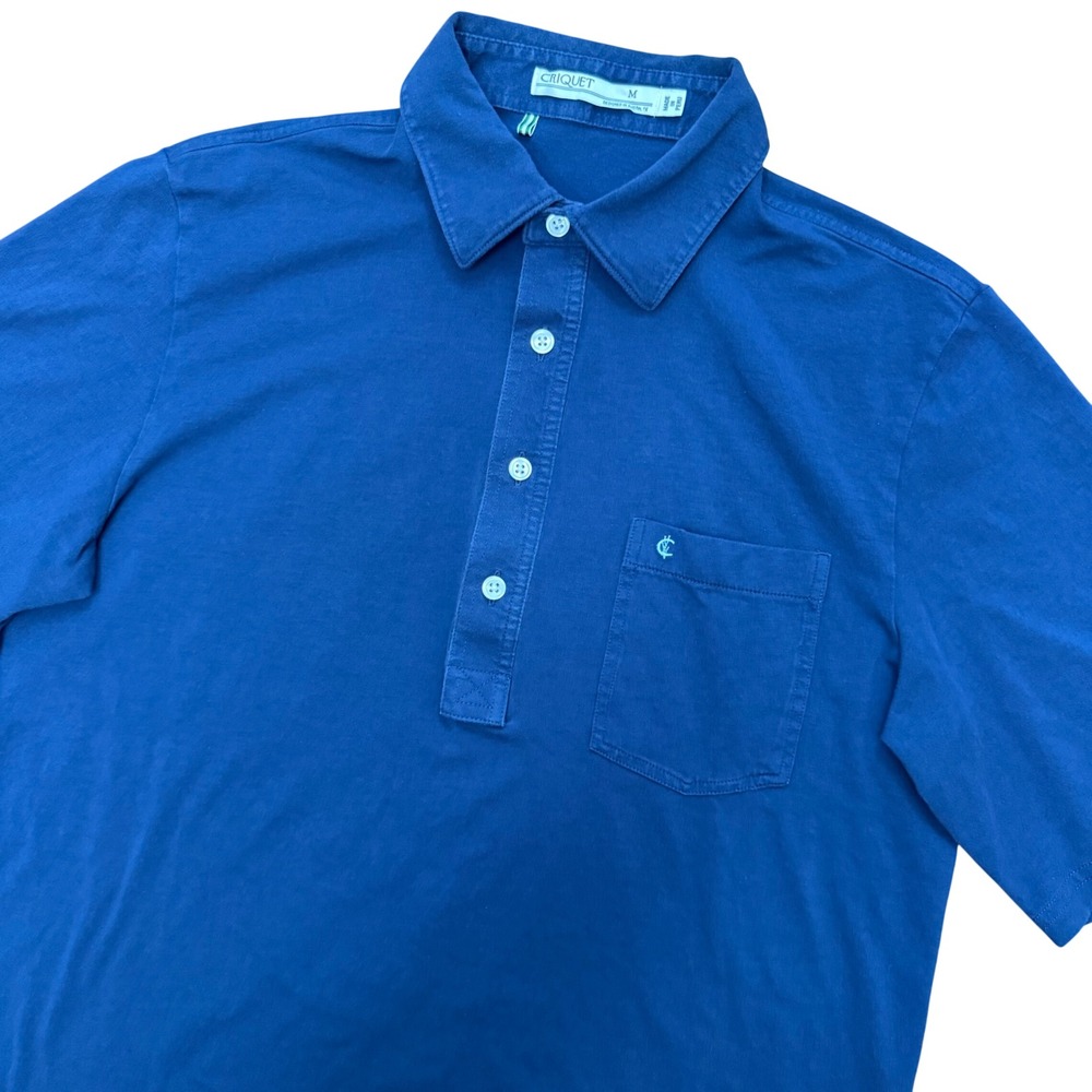 Criquet Polo Shirt Mens Size M Blue Pima Cotton Stretch Short Sleeve Golf Top
